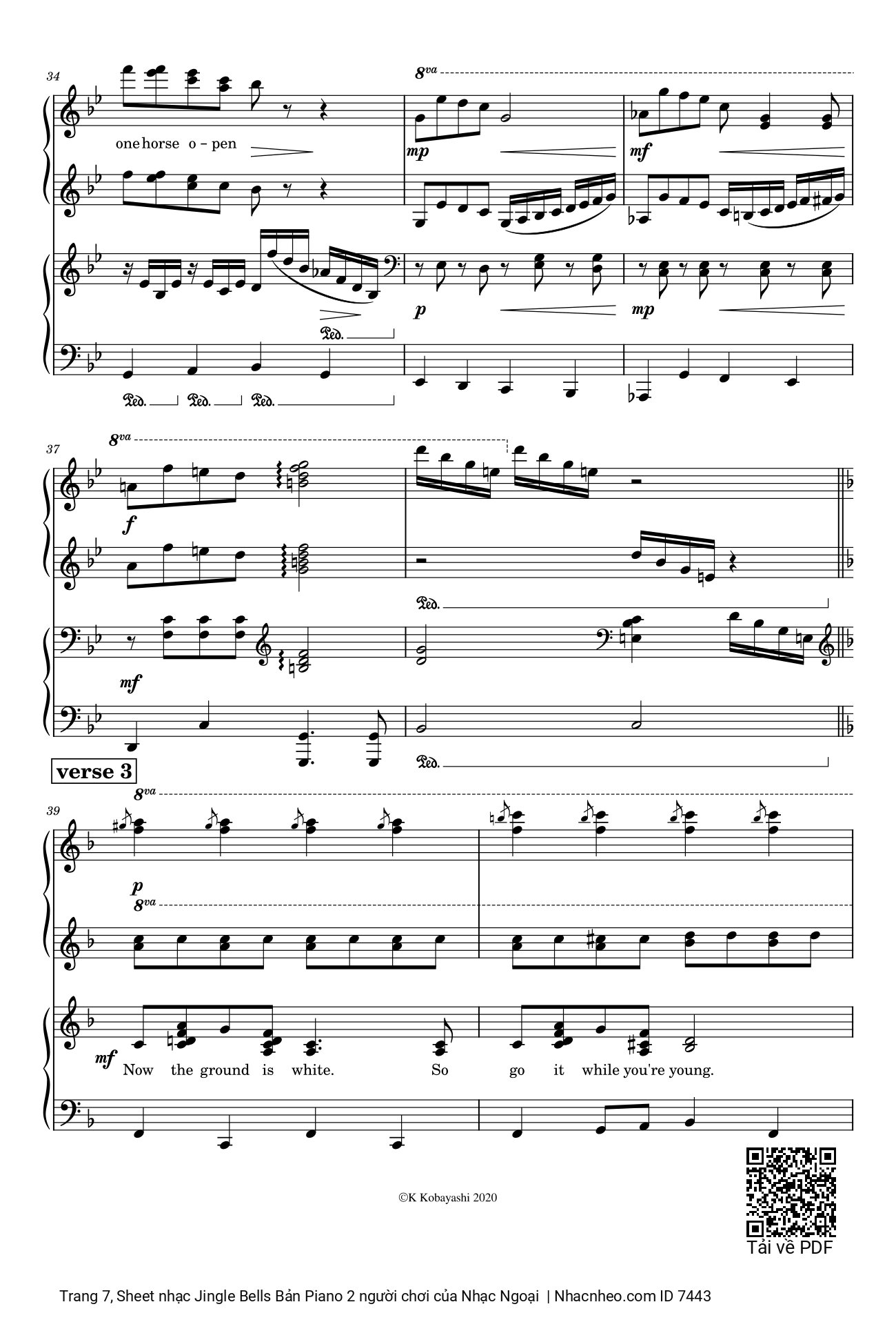 Trang 7 của Sheet nhạc PDF Piano bài hát Jingle Bells Bản Piano 2 người chơi - James Pierpont