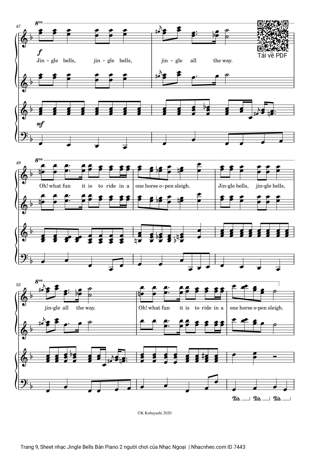 Trang 9 của Sheet nhạc PDF Piano bài hát Jingle Bells Bản Piano 2 người chơi - James Pierpont