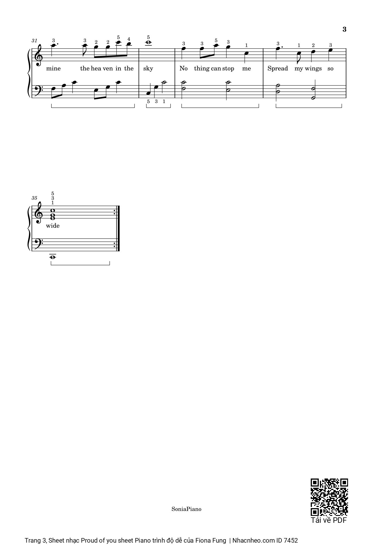 Trang 3 của Sheet nhạc PDF Piano bài hát Proud of you sheet Piano trình độ dễ - Fiona Fung, 