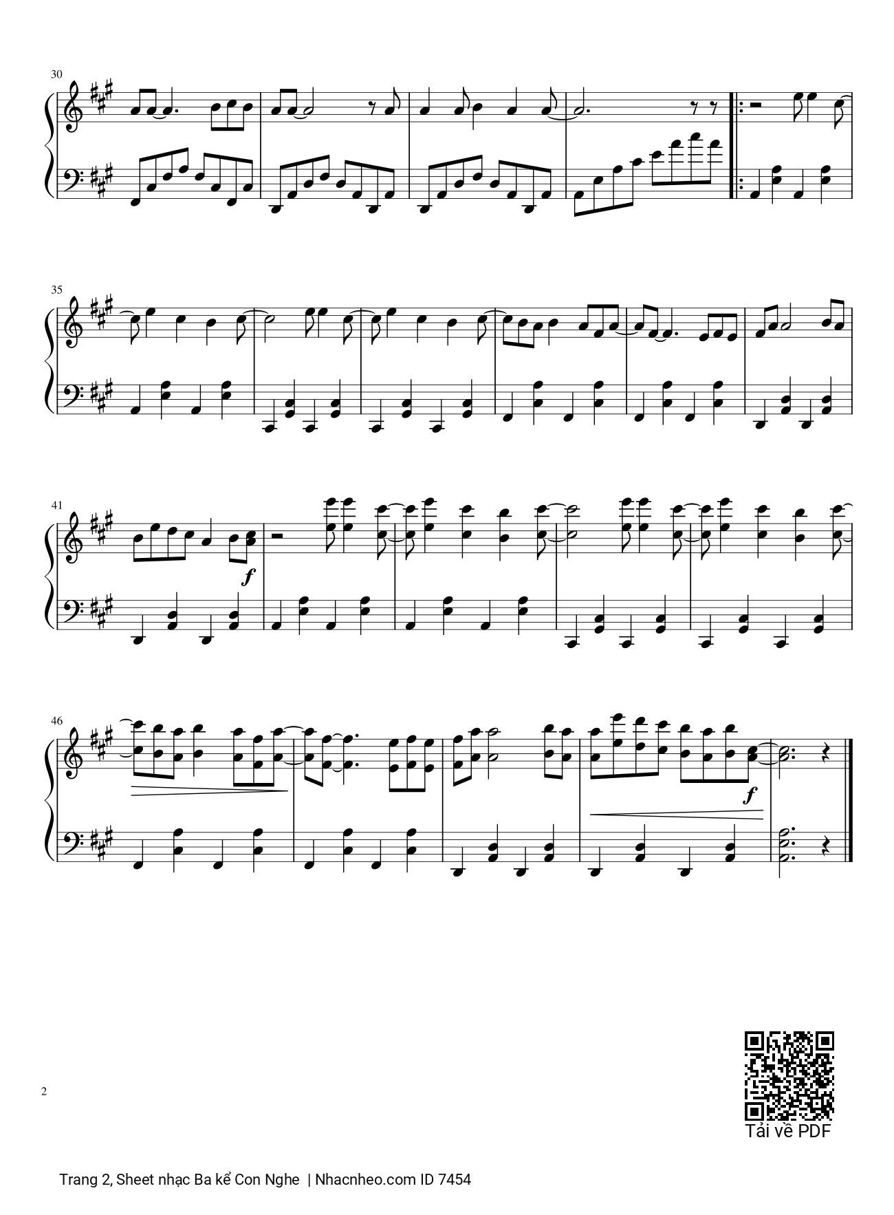 Trang 2 của Sheet nhạc PDF Piano Guitar Tab bài hát Ba kể Con Nghe Piano - Nguyễn Hải Phong, Khi xưa ba bé hơn đàn nghe guitar rung lên không bao giờ xao lãng, sheet Piano dễ