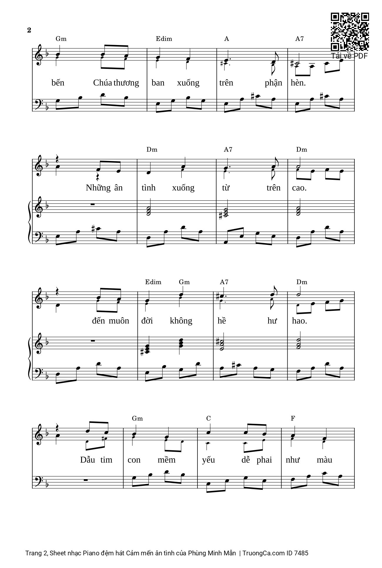 Trang 2 của Sheet nhạc PDF bài hát Piano đệm Cảm mến ân tình - Phùng Minh Mẫn