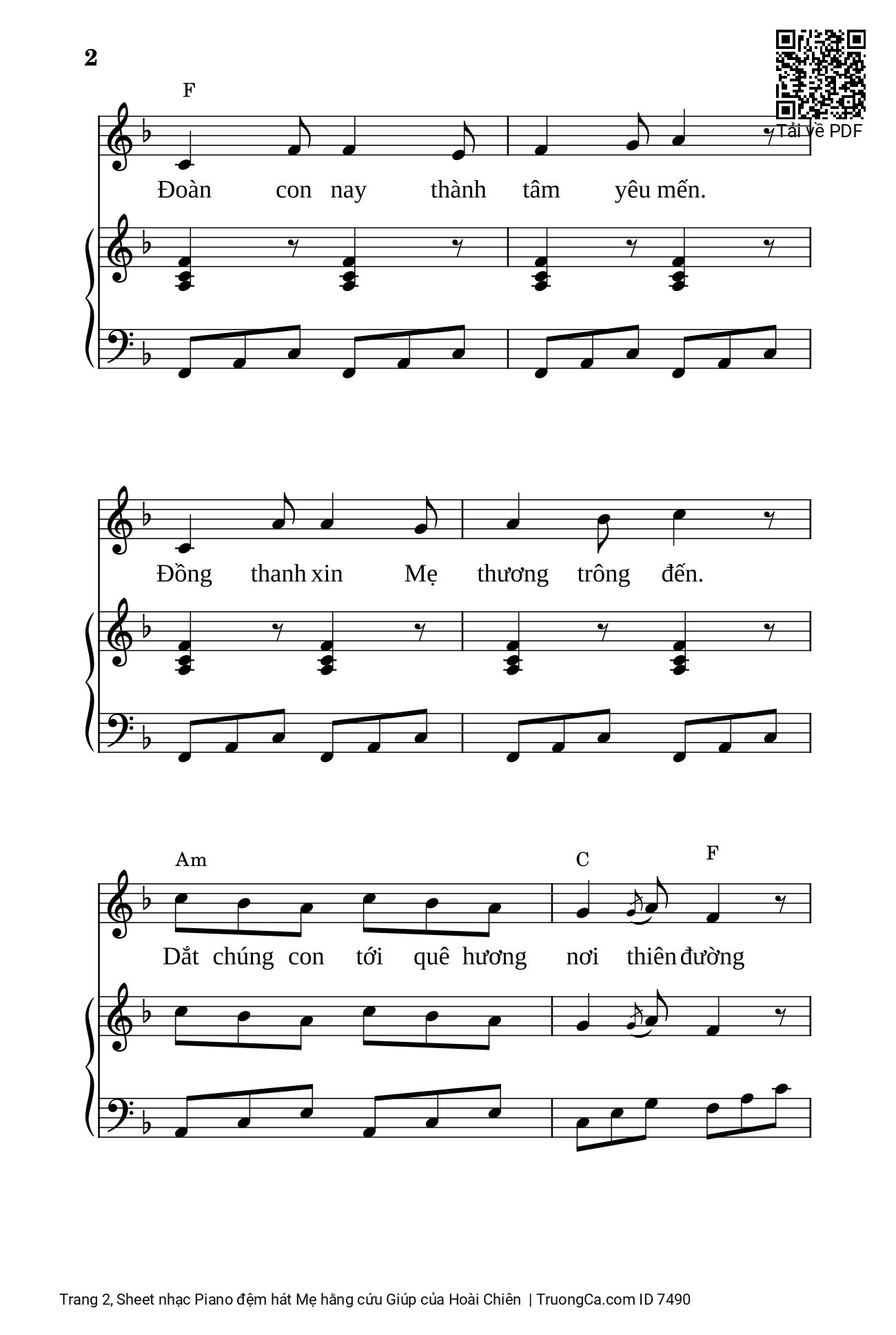 Trang 2 của Sheet nhạc PDF bài hát Piano đệm hát Mẹ hằng cứu Giúp - Hoài Chiên