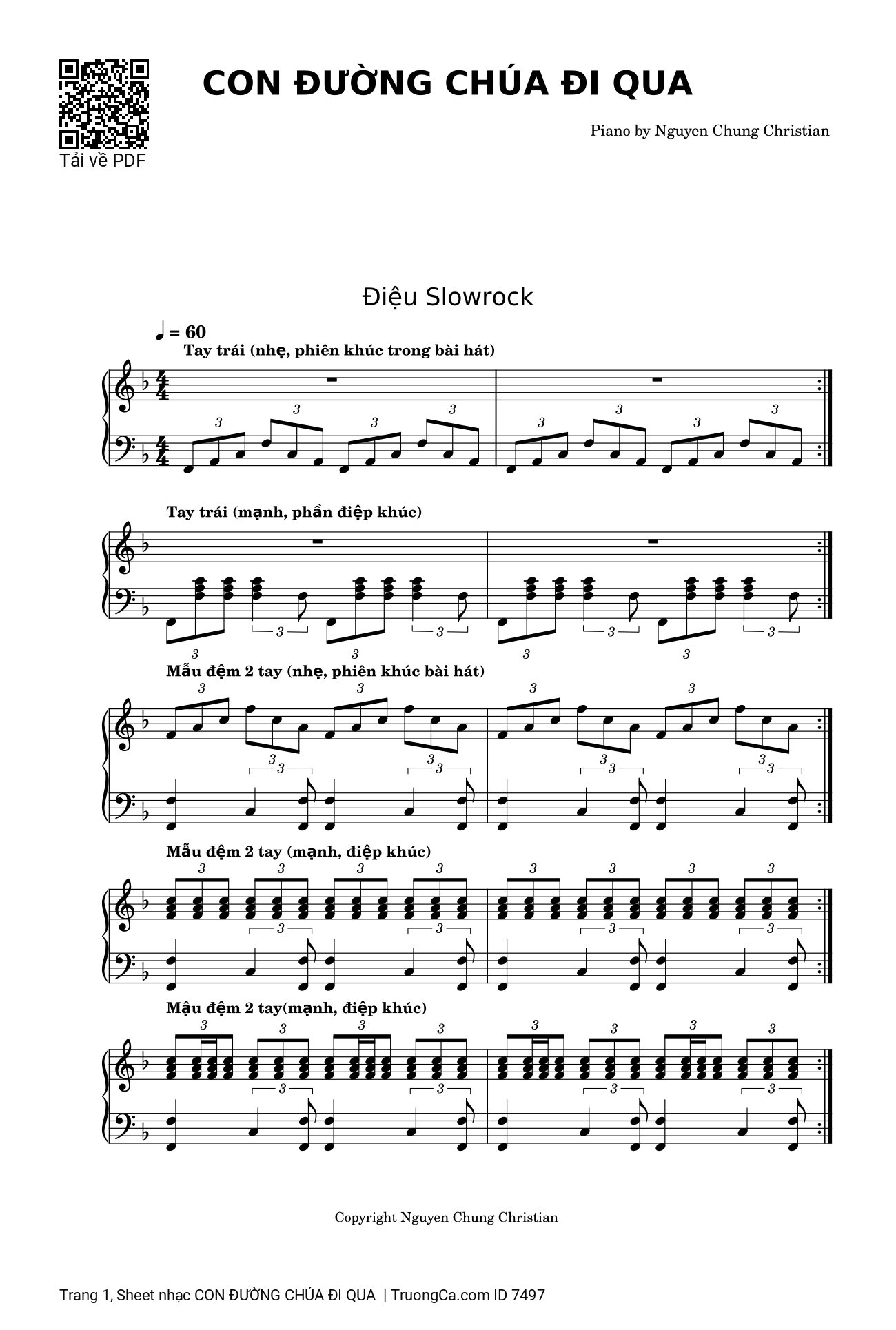 Trang 1 của Sheet nhạc PDF Piano bài hát Con đường nào Chúa đã đi qua, Piano SOLO - Lm. Văn Chi