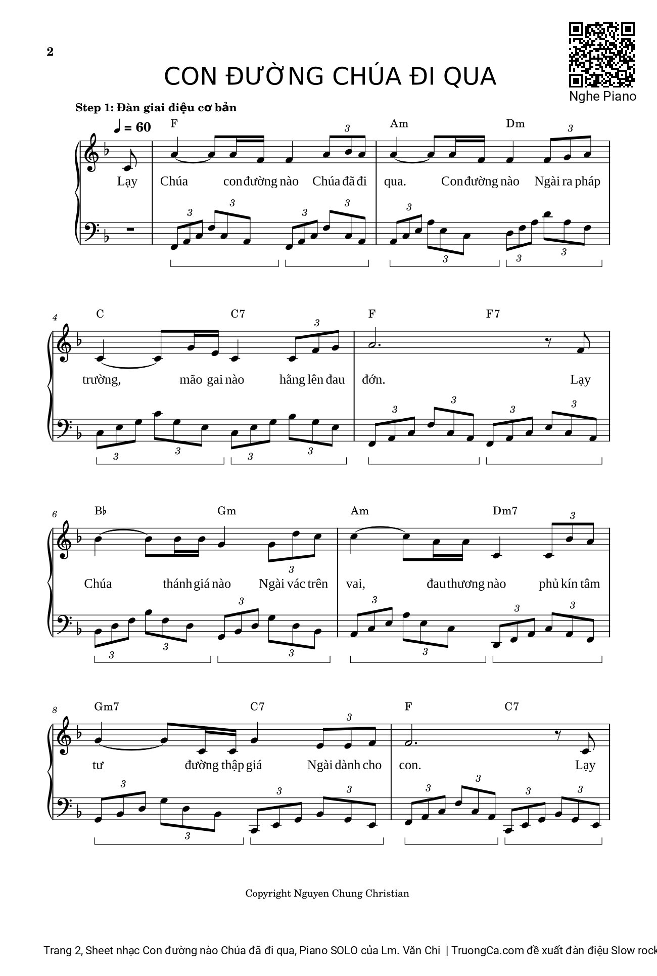 Trang 2 của Sheet nhạc PDF Piano bài hát Con đường nào Chúa đã đi qua, Piano SOLO - Lm. Văn Chi