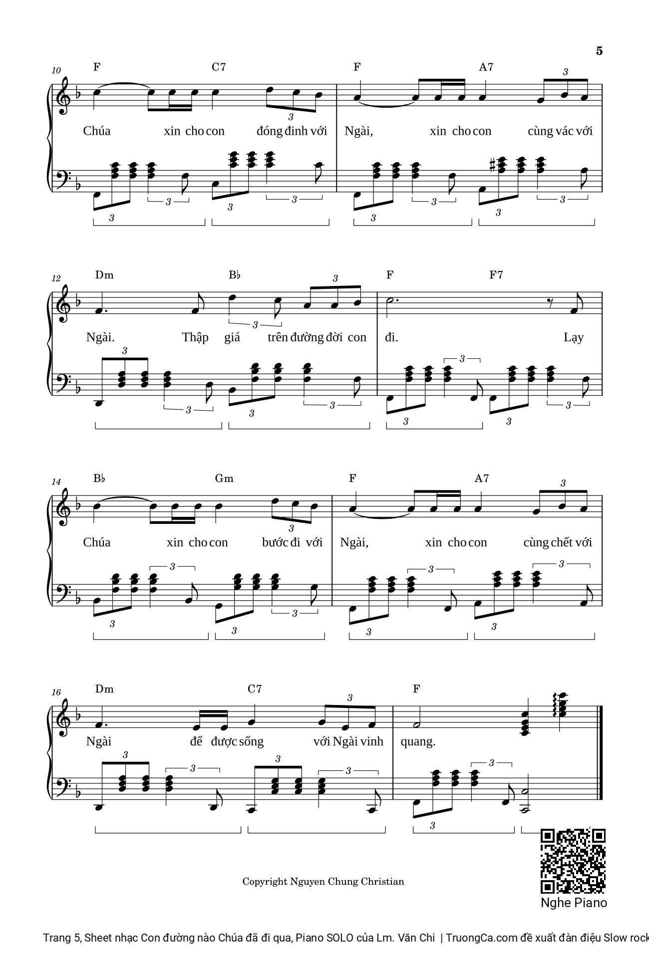 Trang 5 của Sheet nhạc PDF Piano bài hát Con đường nào Chúa đã đi qua, Piano SOLO - Lm. Văn Chi