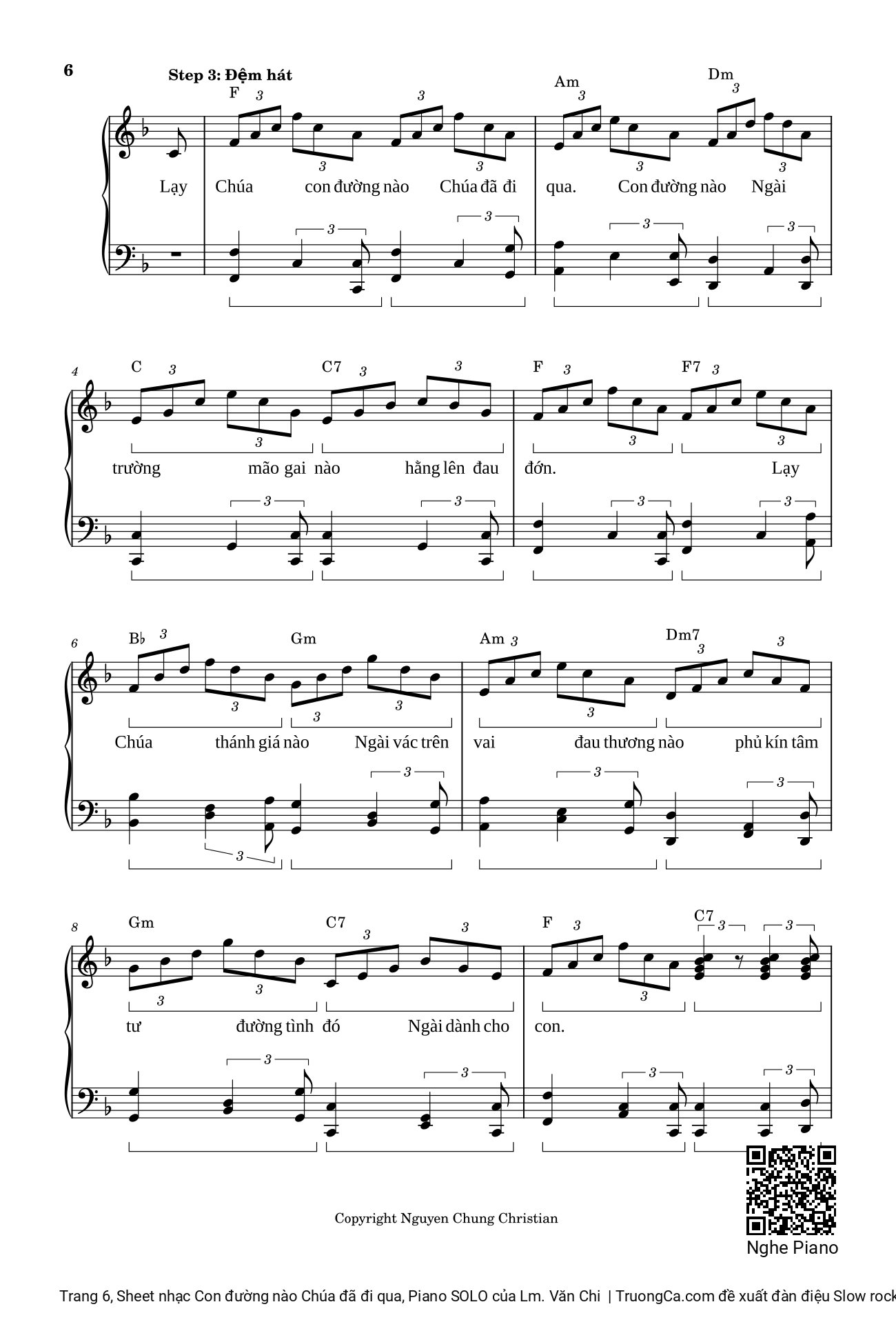 Trang 6 của Sheet nhạc PDF Piano bài hát Con đường nào Chúa đã đi qua, Piano SOLO - Lm. Văn Chi