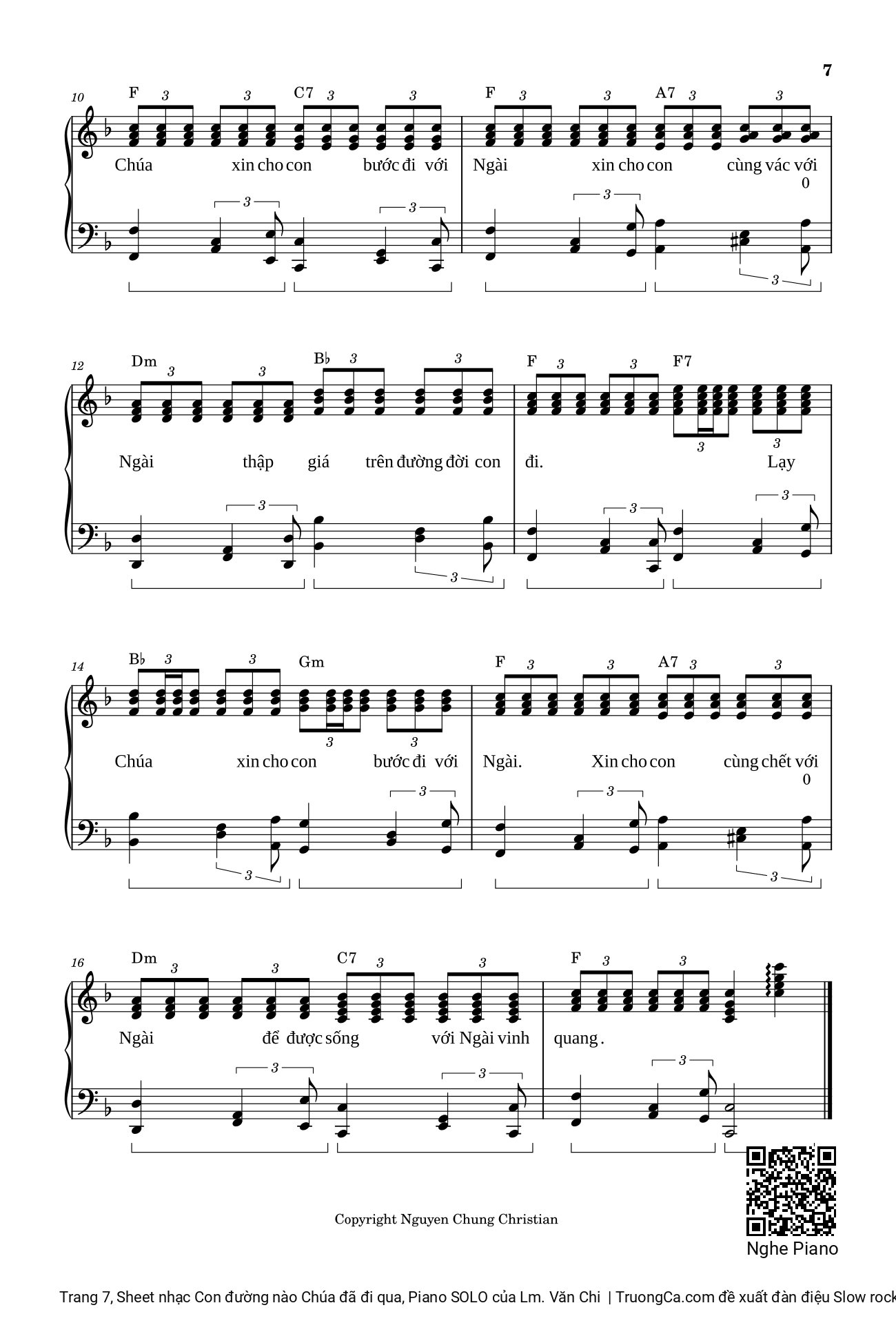 Trang 7 của Sheet nhạc PDF Piano bài hát Con đường nào Chúa đã đi qua, Piano SOLO - Lm. Văn Chi