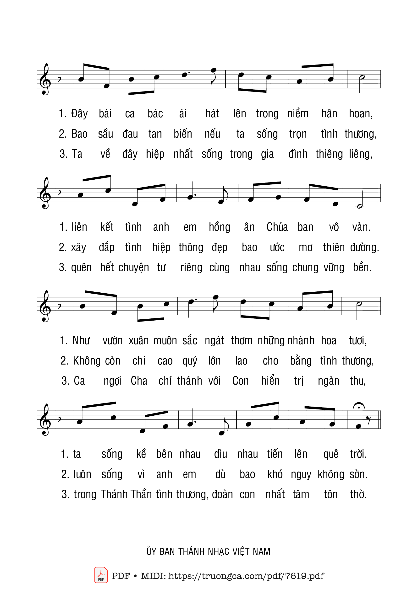 Trang 2 của Sheet nhạc PDF bài hát Bài Ca Bác ái - Minh Tâm