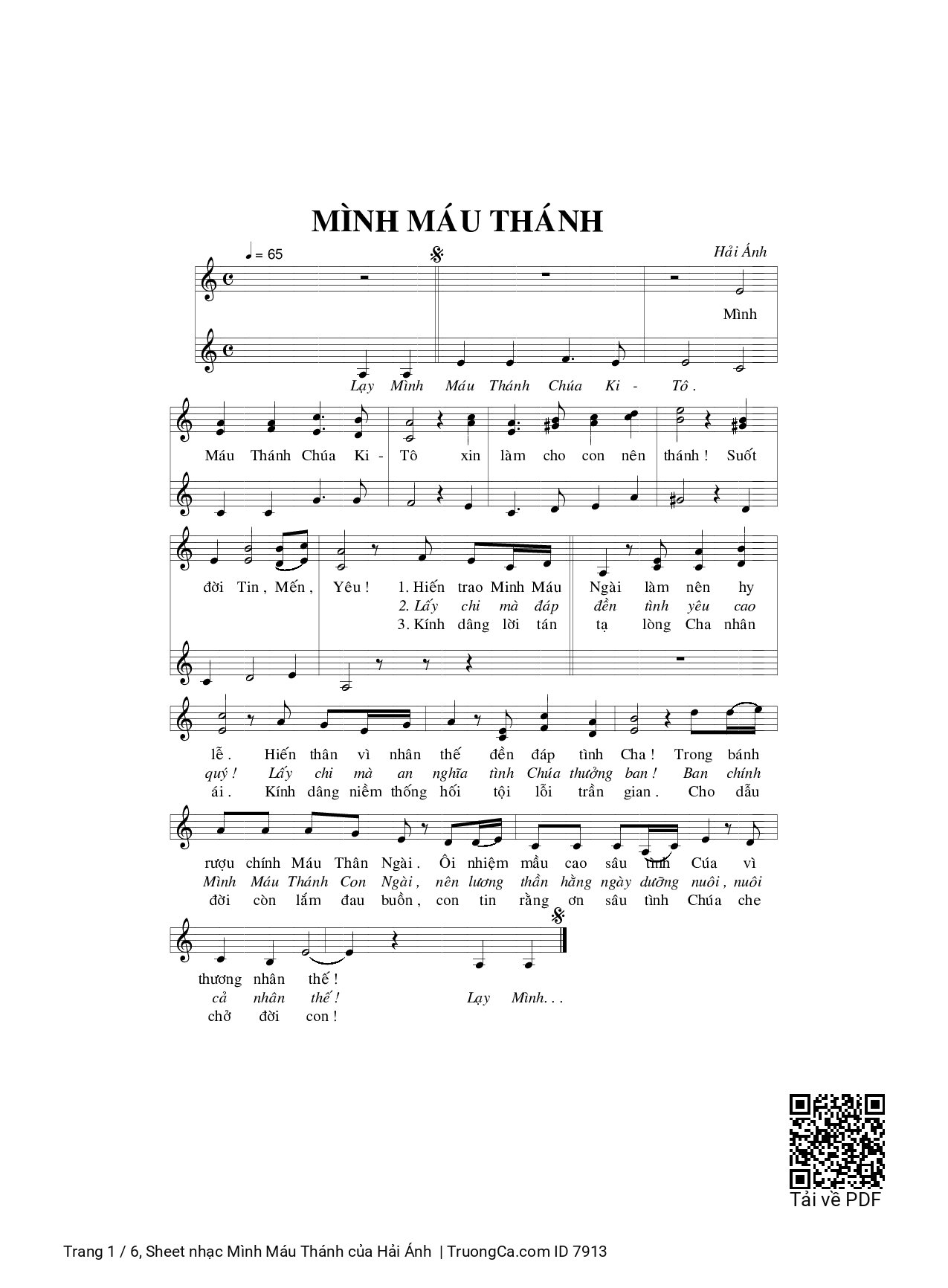 Mình Máu Thánh - Hải Ánh