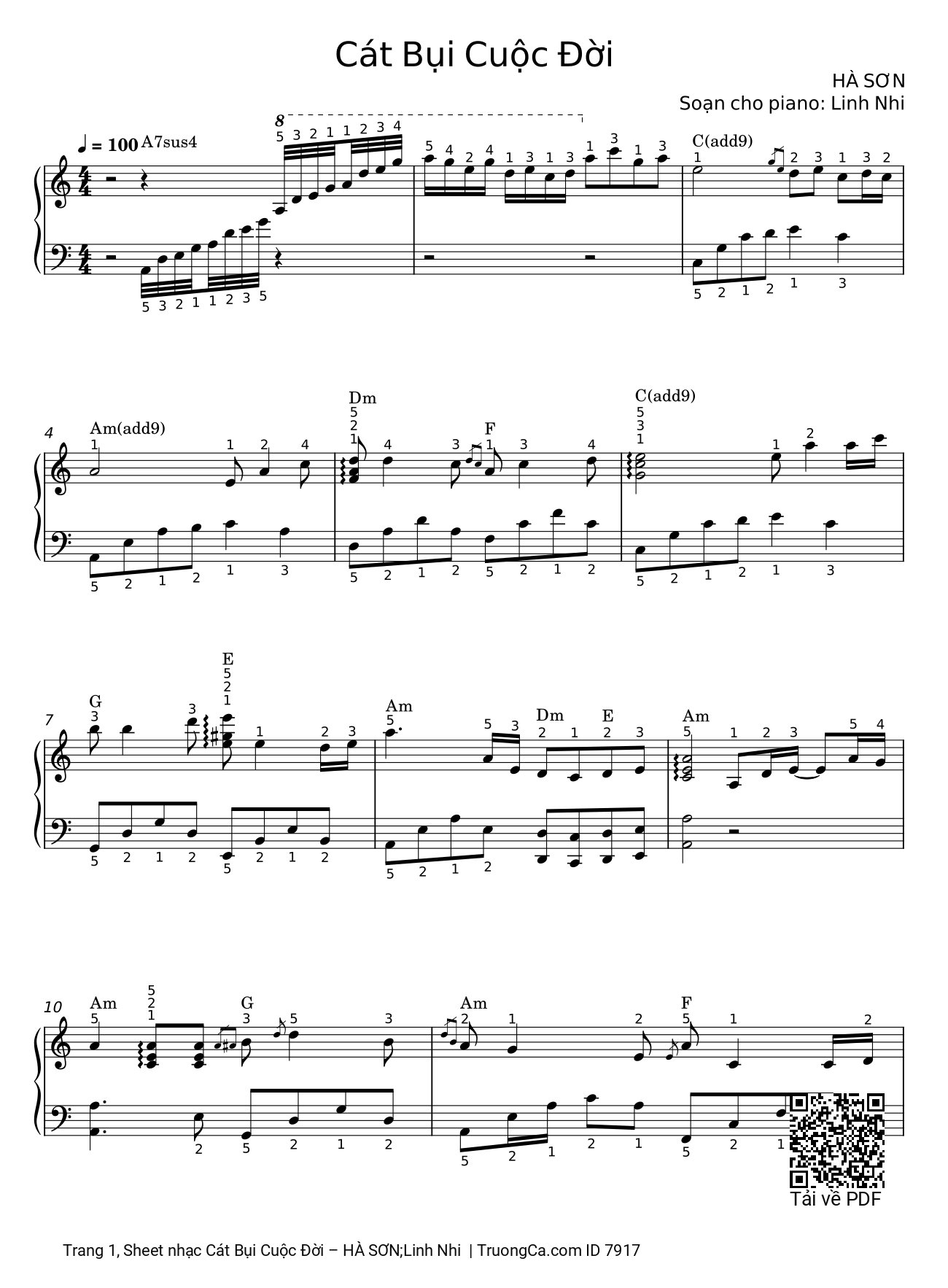 Sheet nhạc Sheet Piano Cát Bụi Cuộc Đời