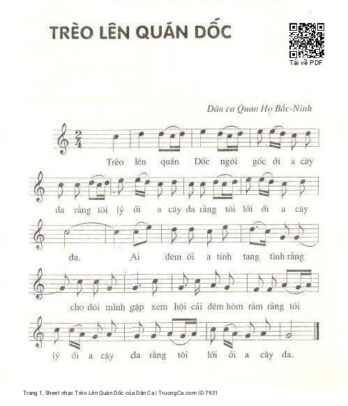 Trang 1 của Sheet nhạc PDF bài hát Trèo Lên Quán Dốc - Dân Ca