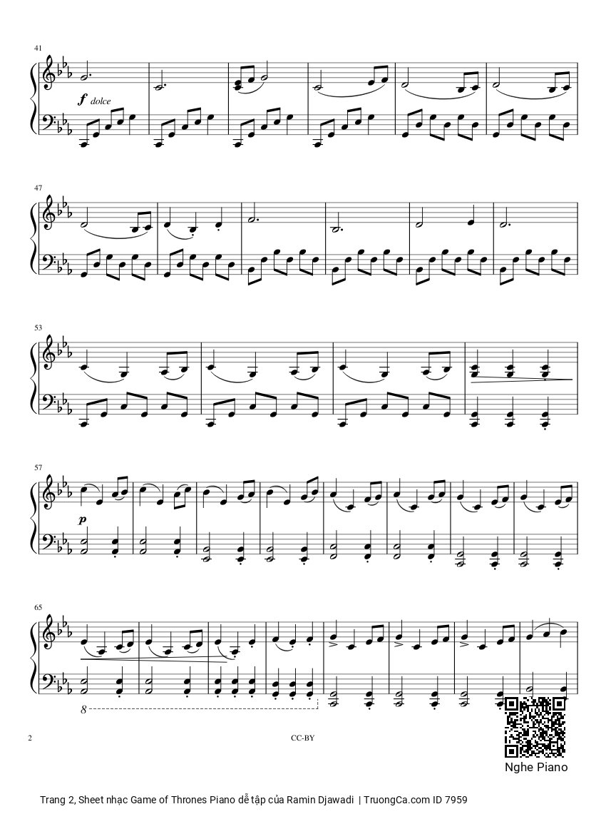 Trang 2 của Sheet nhạc PDF bài hát Game of Thrones Piano dễ tập - Ramin Djawadi, 