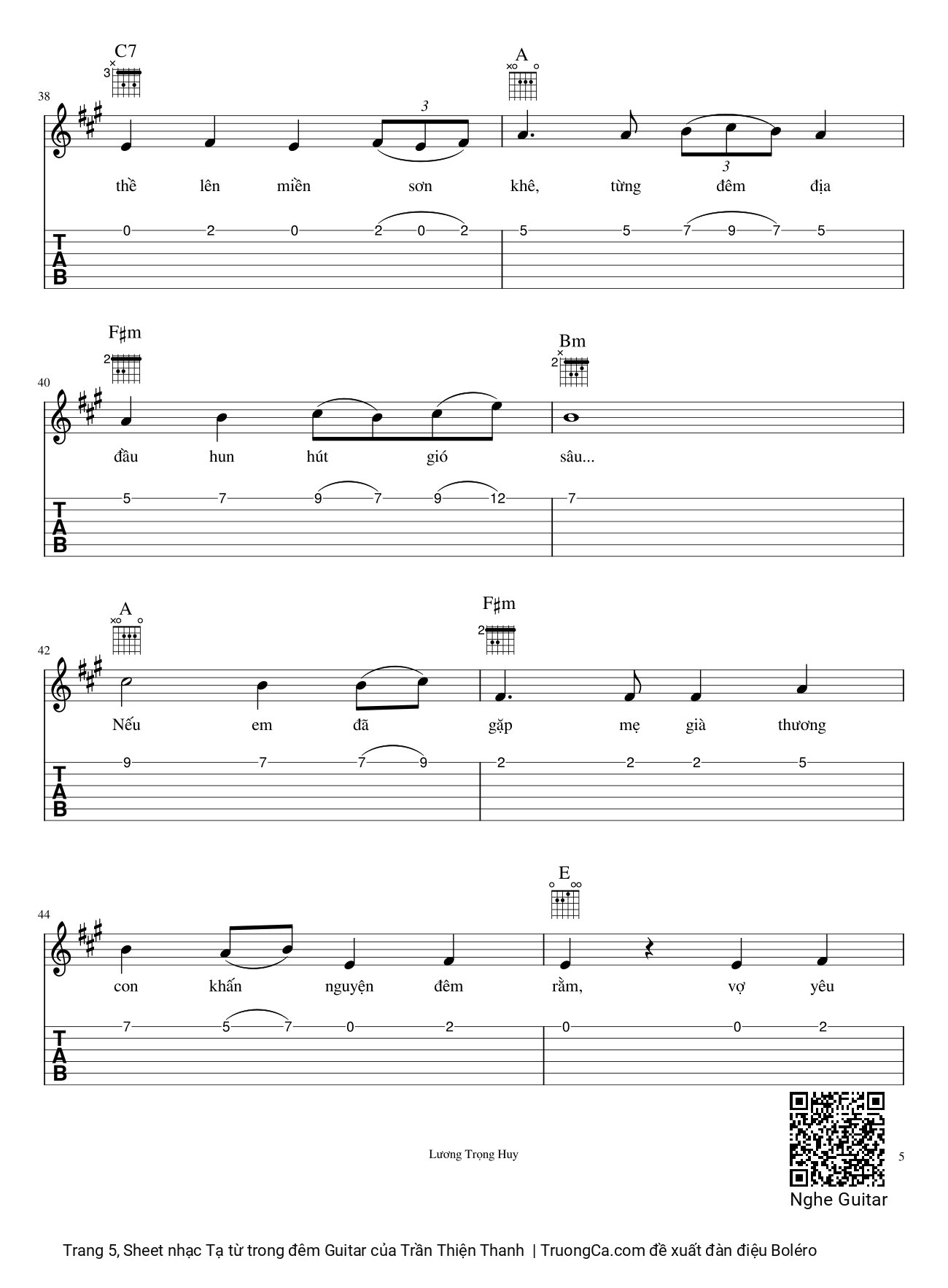 Trang 5 của Sheet nhạc PDF bài hát Tạ từ trong đêm Guitar - Trần Thiện Thanh