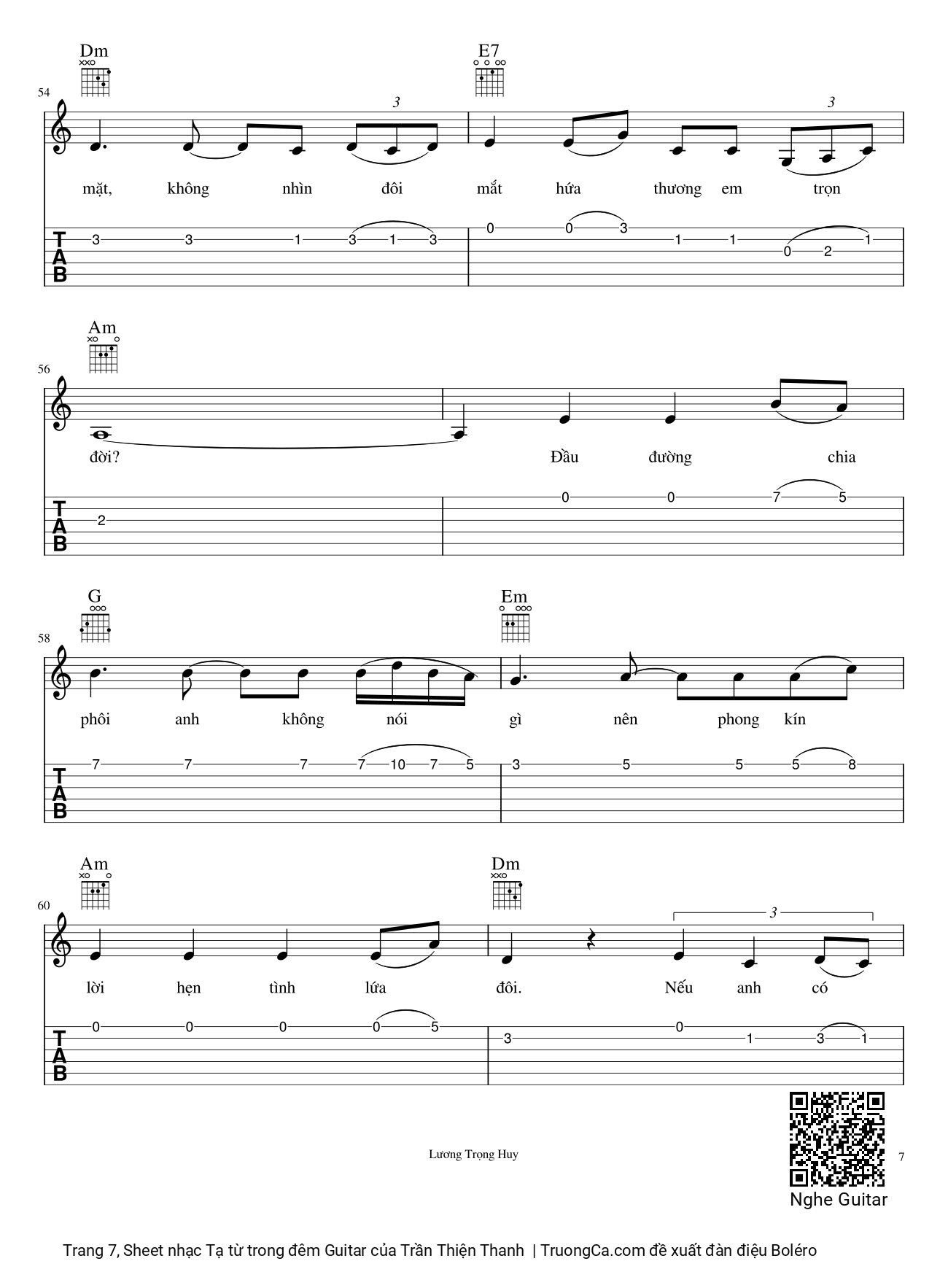 Trang 7 của Sheet nhạc PDF bài hát Tạ từ trong đêm Guitar - Trần Thiện Thanh, Thăm thẳm chiều trôi khuya anh đi rồi sao trời đưa lối