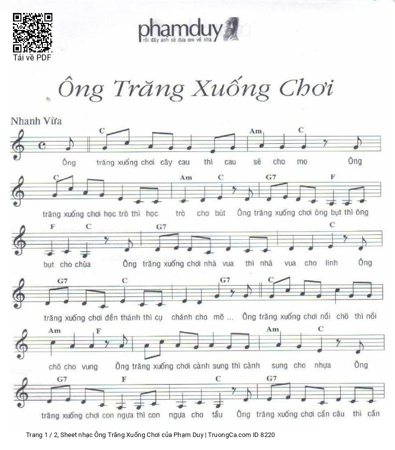 Sheet nhạc Ông Trăng Xuống Chơi