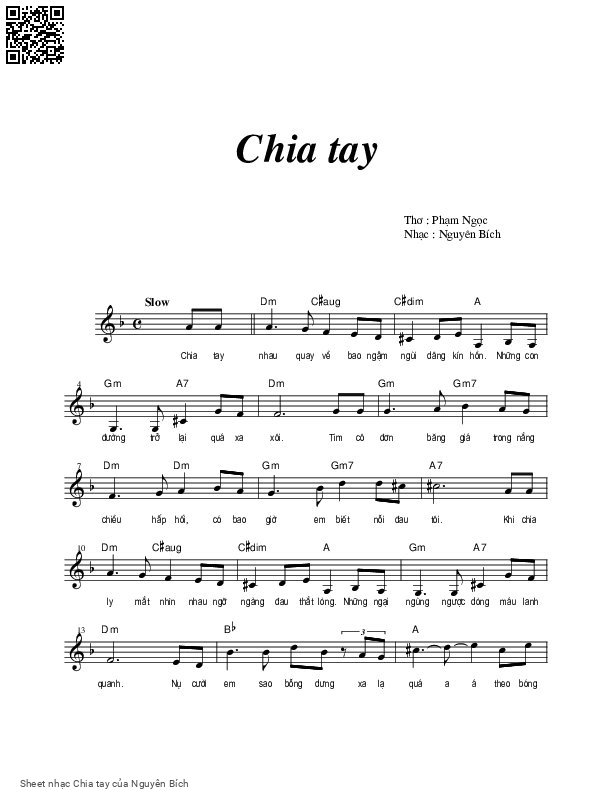 Chia tay nhau về bao ngậm ngùi dâng kín hồn, Trang 1