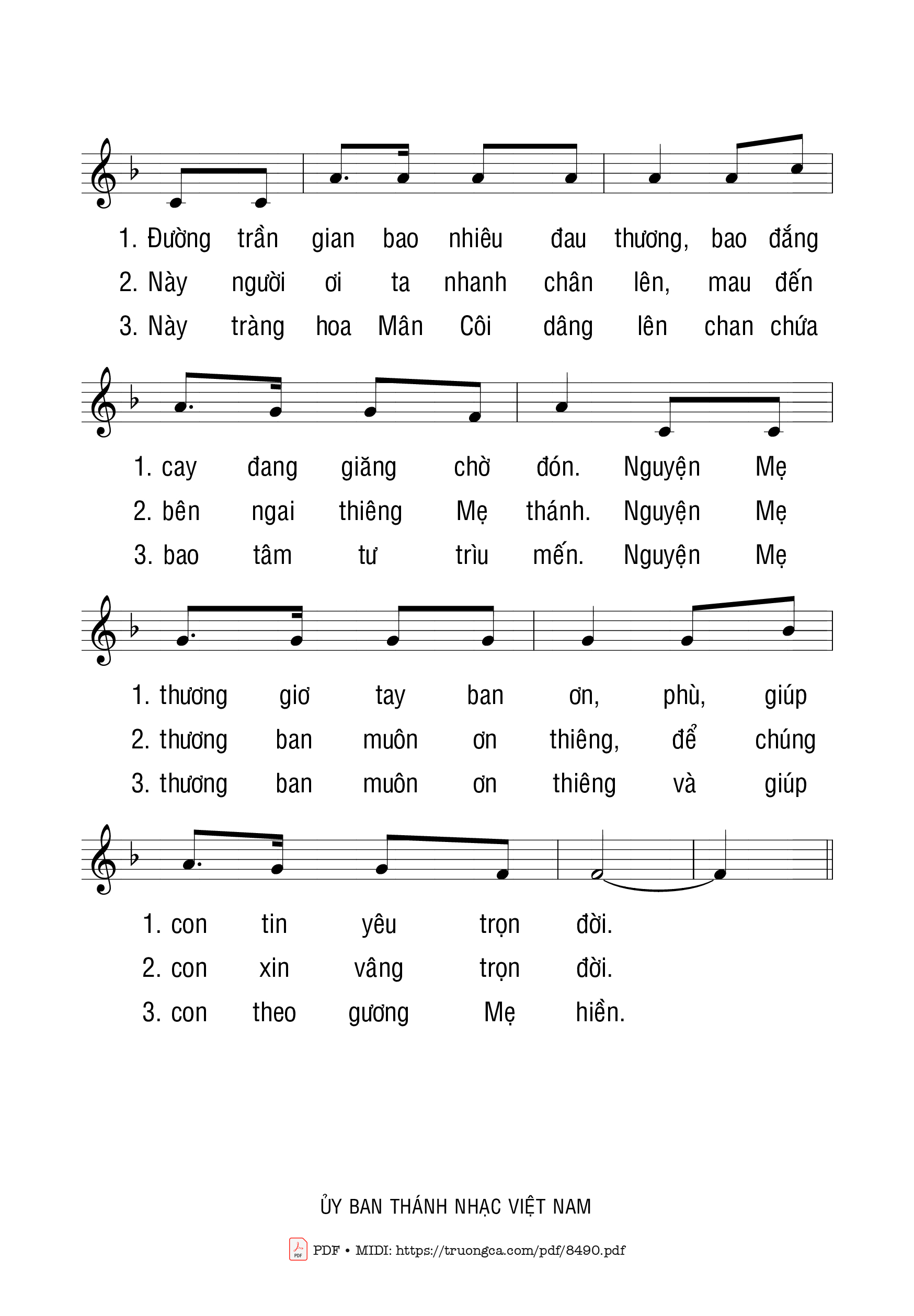 Trang 2 của Sheet nhạc PDF bài hát Tràng Hoa Mân Côi - Phạm Xuân Chiến