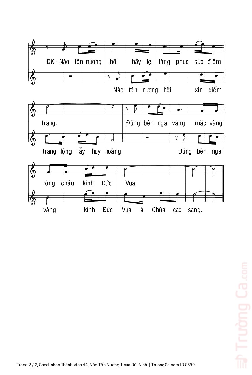 Trang 2 của Sheet nhạc PDF bài hát Thánh Vịnh 44, Nào Tôn Nương 1 - Bùi Ninh