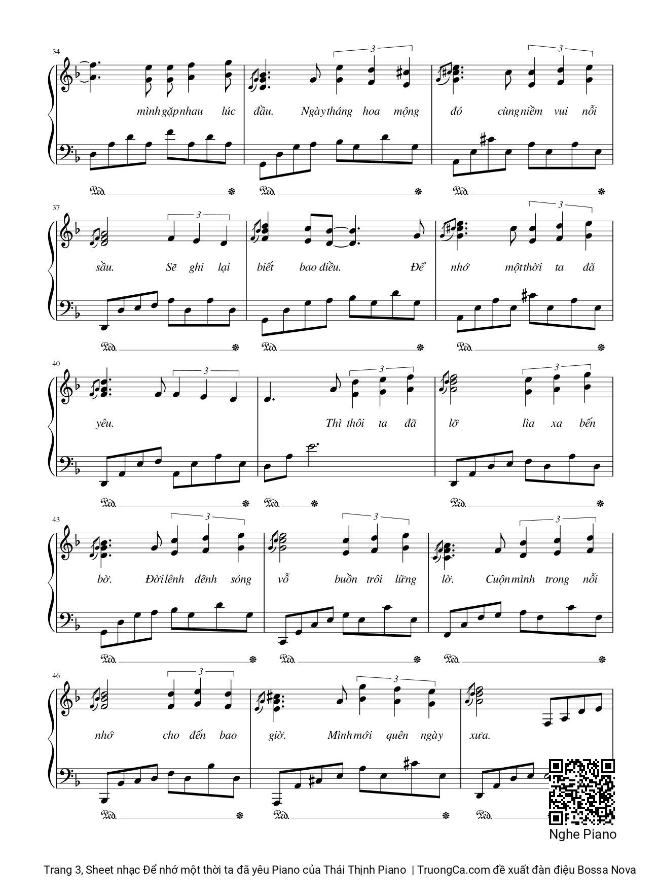 Trang 3 của Sheet nhạc PDF bài hát Để nhớ một thời ta đã yêu Piano - Thái Thịnh Piano, Hạnh phúc trong tầm với đã không còn tới khi vắng em trong đời