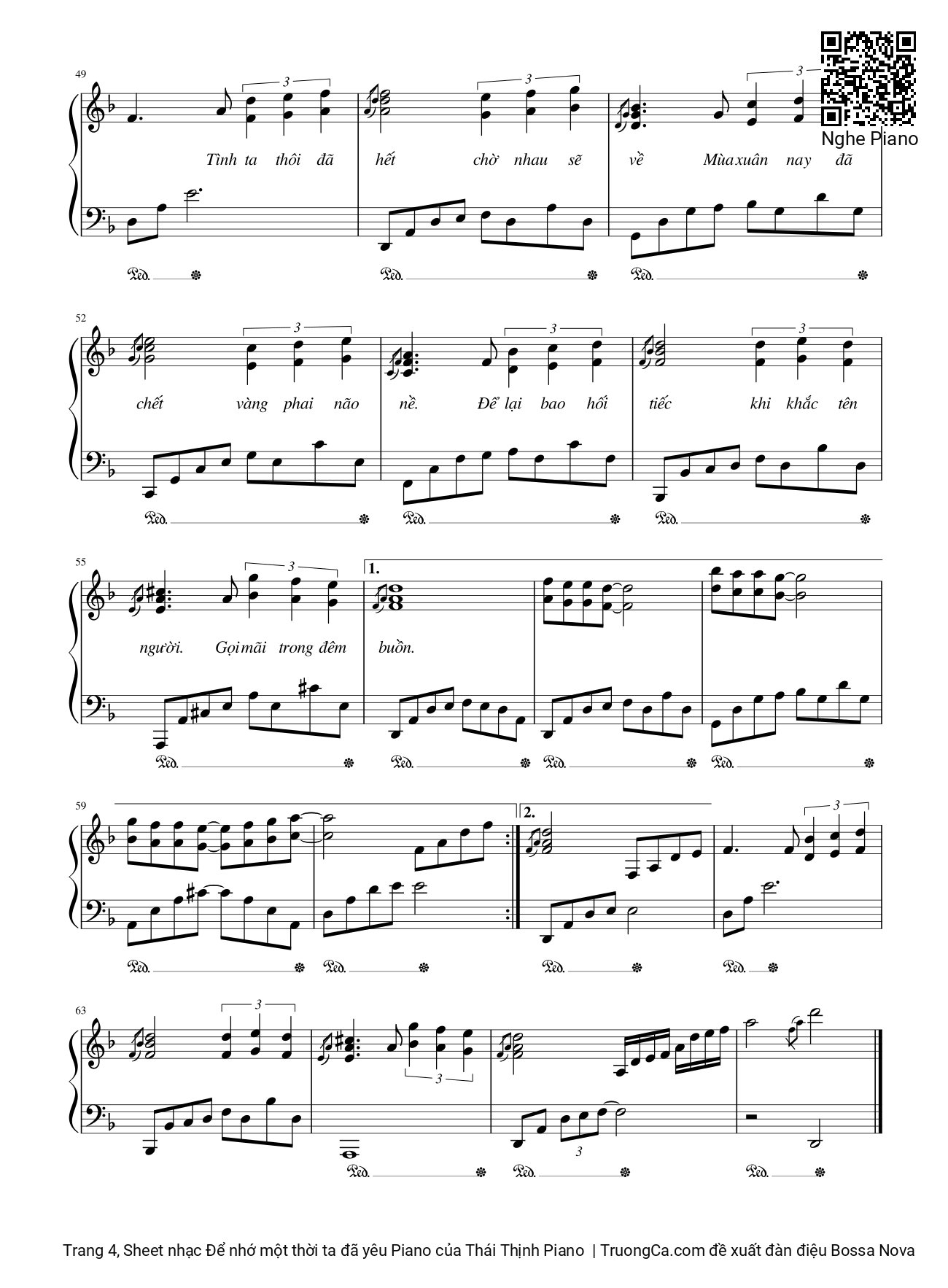 Trang 4 của Sheet nhạc PDF bài hát Để nhớ một thời ta đã yêu Piano - Thái Thịnh Piano, Hạnh phúc trong tầm với đã không còn tới khi vắng em trong đời