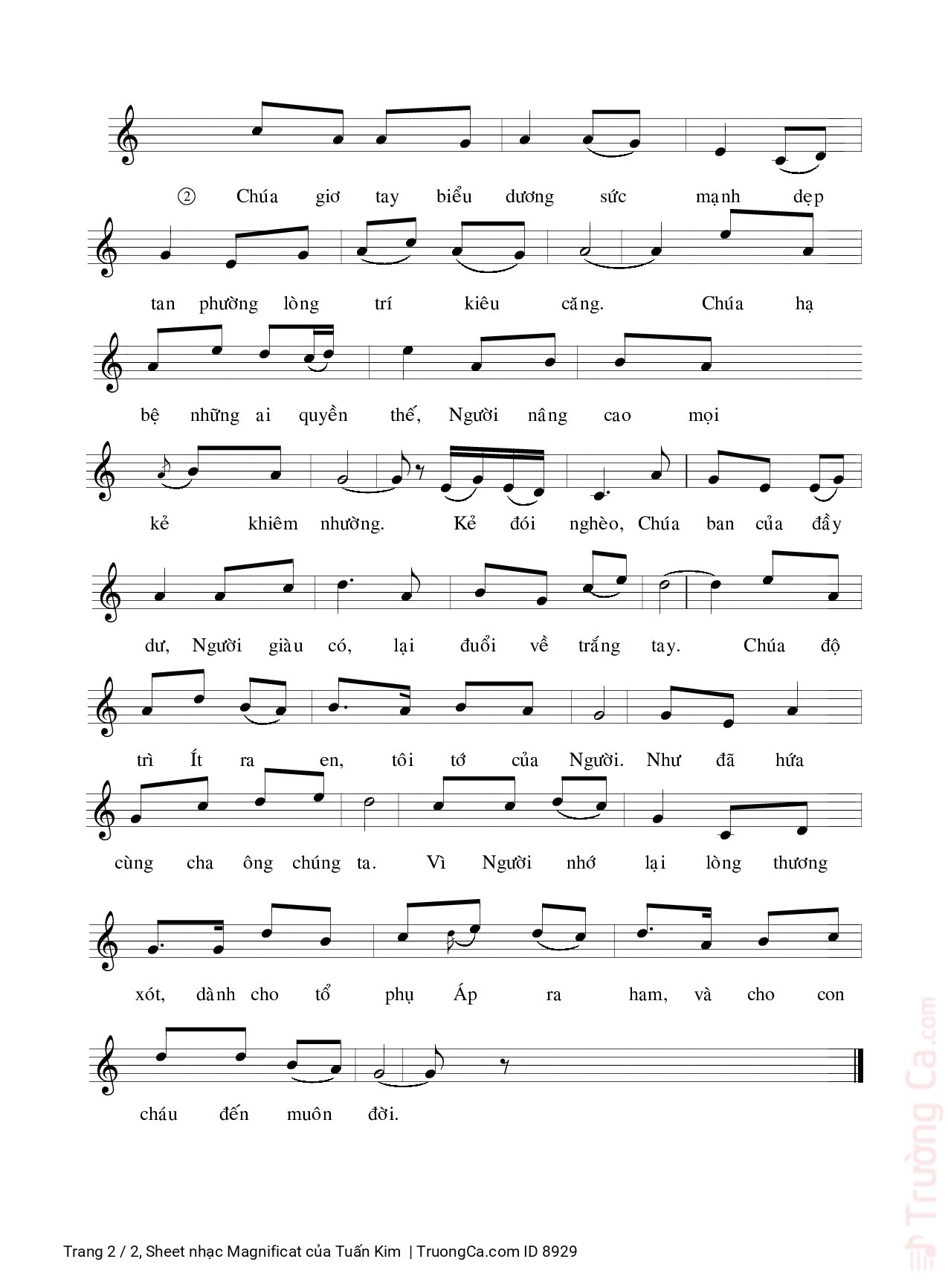 Trang 2 của Sheet nhạc PDF bài hát Magnificat - Tuấn Kim