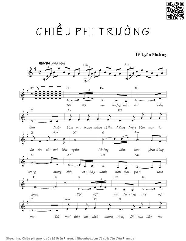 Trang 1 của Sheet nhạc PDF bài hát Chiều phi trường - Lê Uyên Phương, Tôi với  em dương trần  vai tiễn  đưa. Ngày  hôm qua trong nắng thiên  đường Ngày hôm nay lo  âu tìm  về nơi bến  ngân