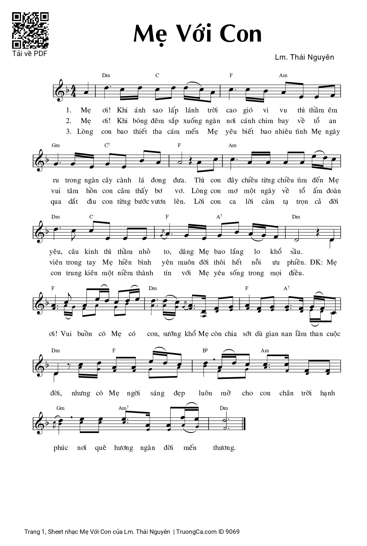 Trang 1 của Sheet nhạc PDF bài hát Mẹ Với Con - Lm. Thái Nguyên