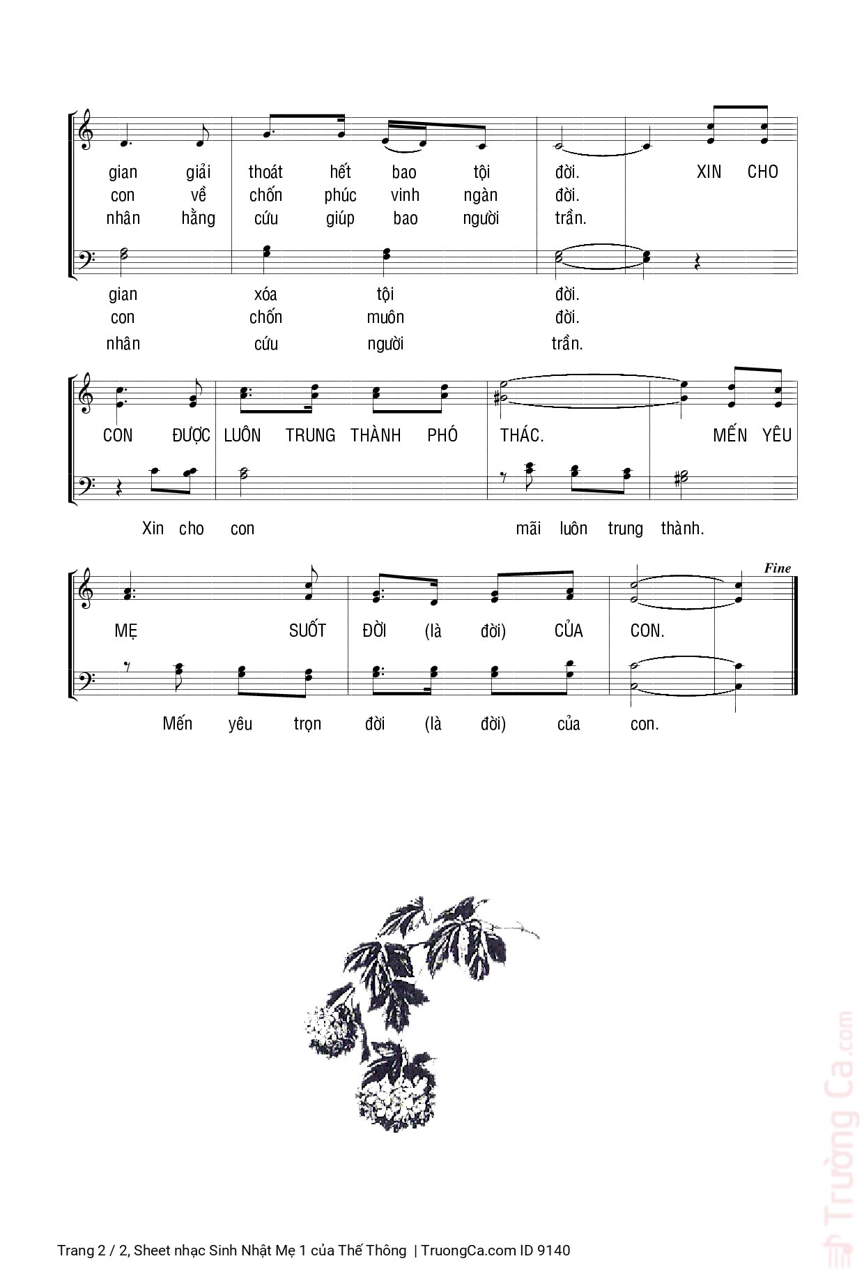 Trang 2 của Sheet nhạc PDF bài hát Sinh Nhật Mẹ 1 - Thế Thông