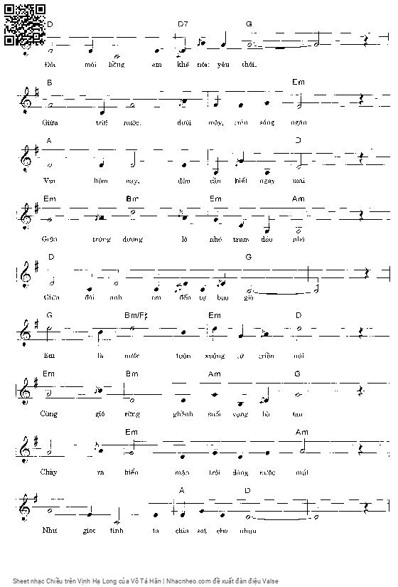 Trang 2 của Sheet nhạc PDF bài hát Chiều trên Vịnh Hạ Long - Võ Tá Hân, 1.  Em là  nước, chờ  anh về biển  lớn. Là nắng  vàng trên  sóng gợn hình  mây