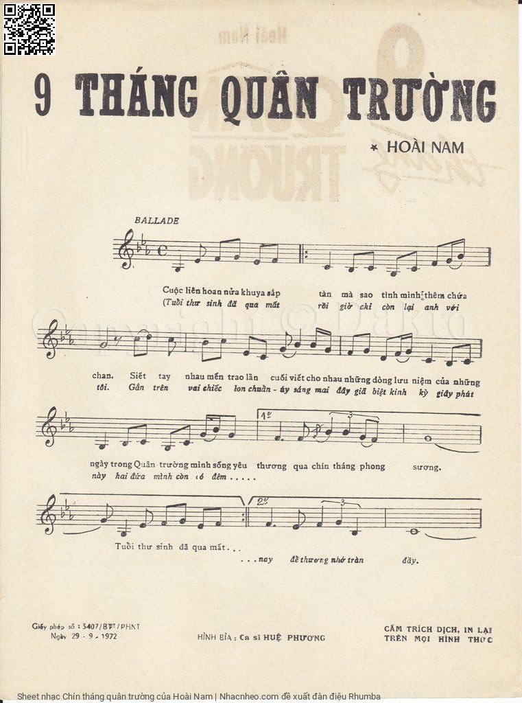 Trang 2 của Sheet nhạc PDF bài hát Chín tháng quân trường - Hoài Nam, 1. Cuộc liên hoan nửa khuya sắp  tàn. Mà sao tình mình thêm chứa  chan Siết tay  nhau mến trao lần  cuối