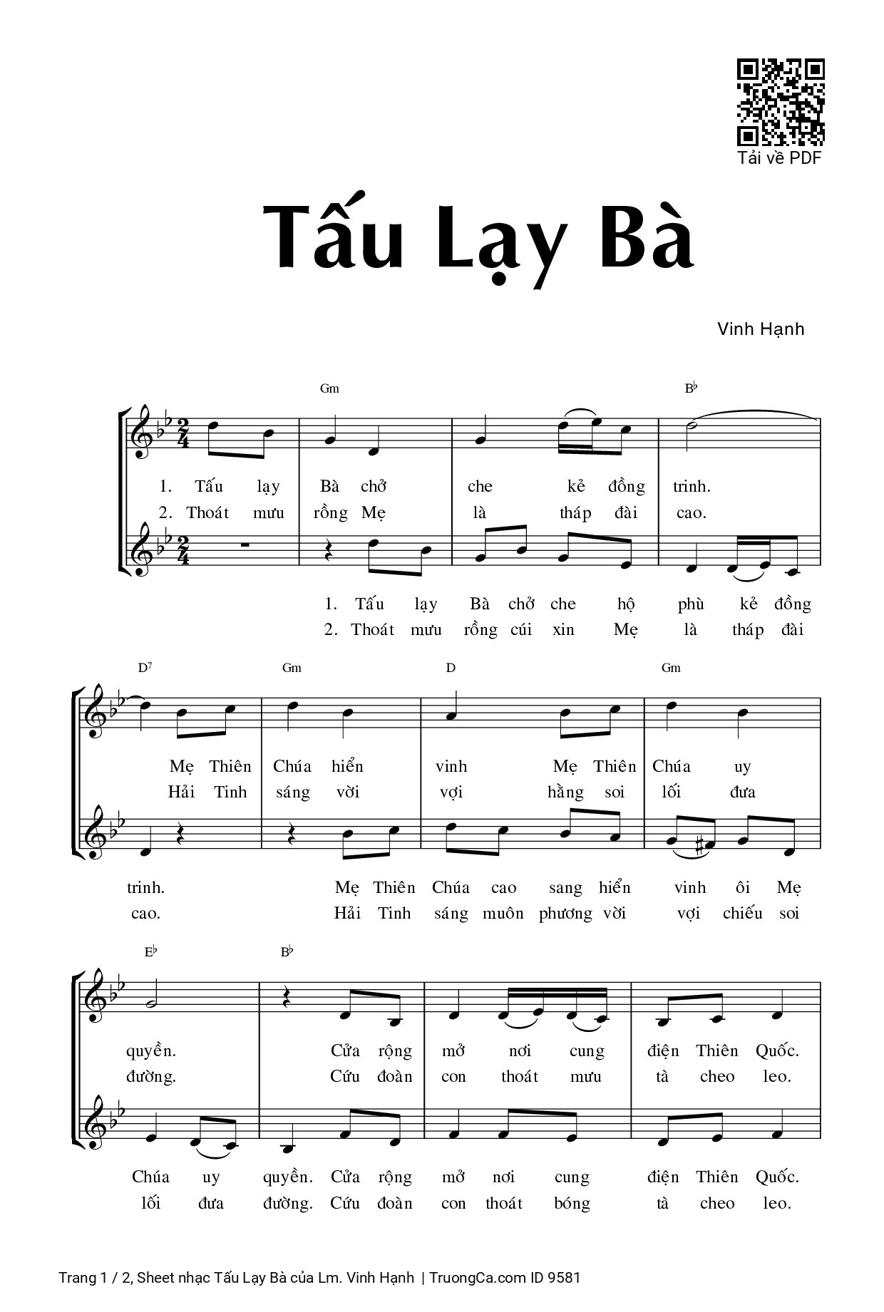 Tấu Lạy Bà - Lm. Vinh Hạnh