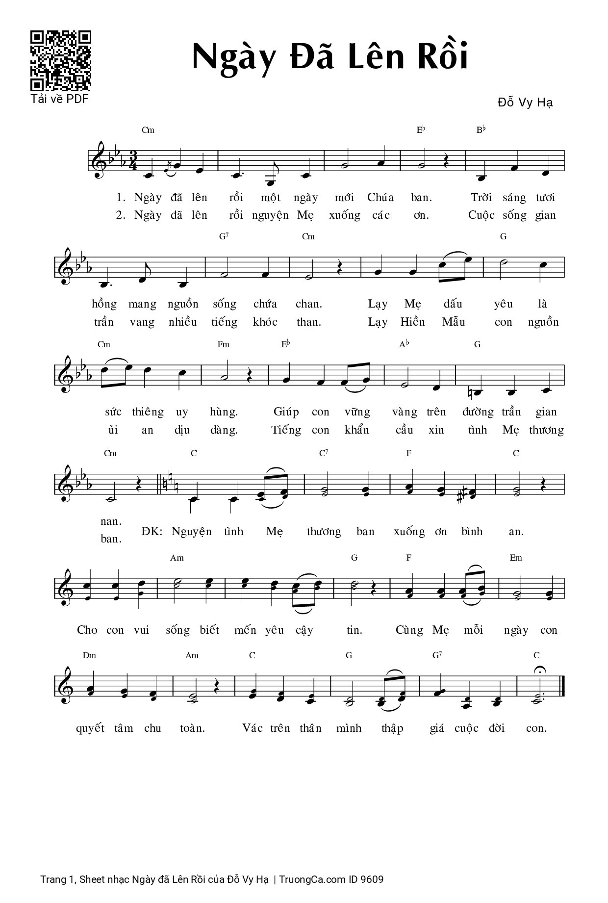 Sheet nhạc PDF bài Ngày đã Lên Rồi
