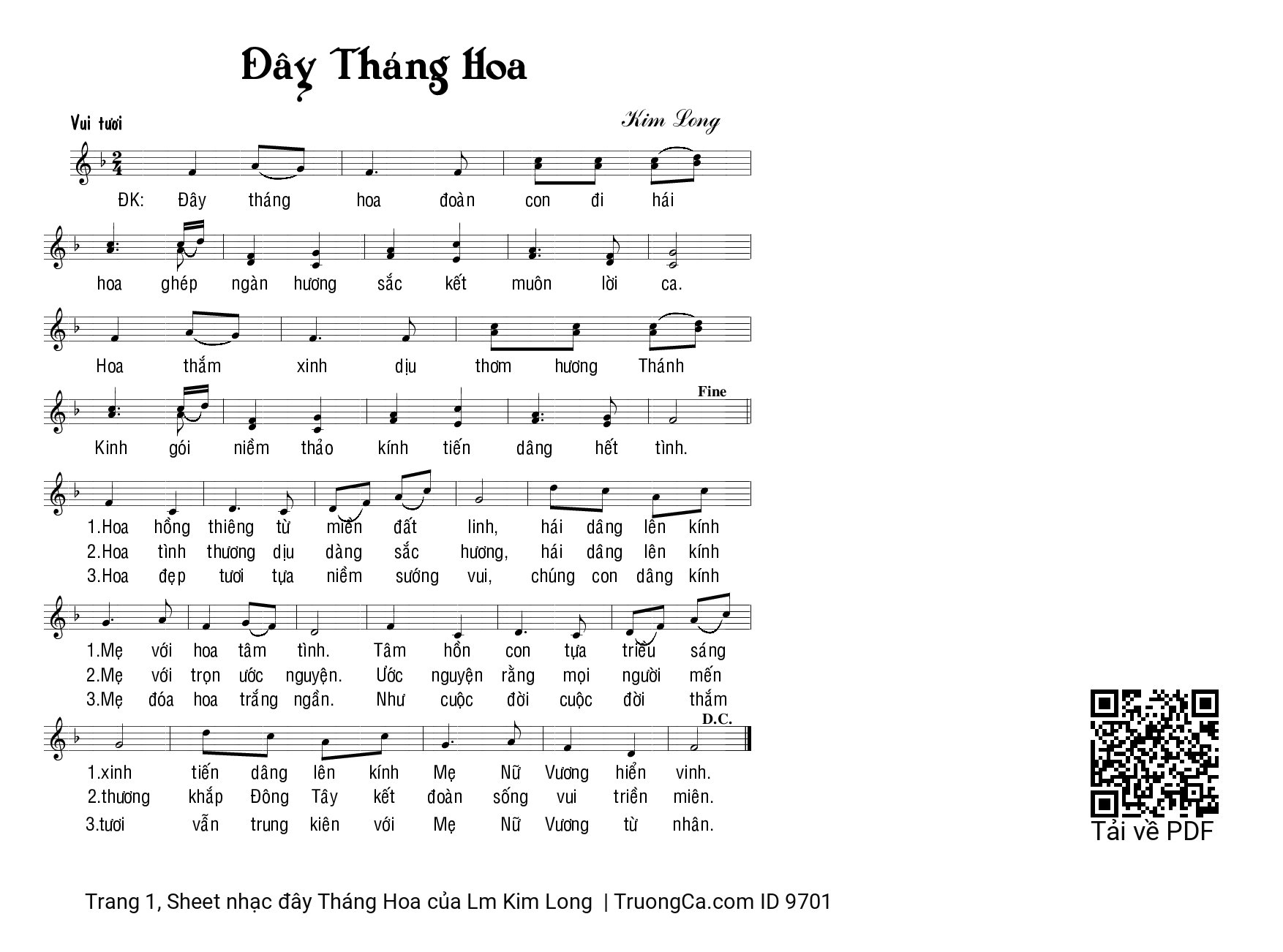 Sheet nhạc đây Tháng Hoa