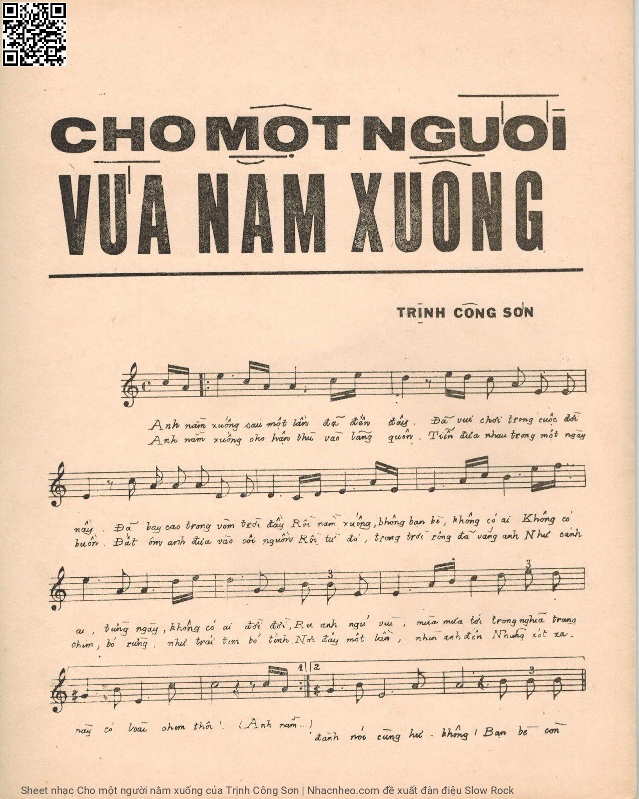 Trang 5 của Sheet nhạc PDF bài hát Cho một người nằm xuống - Trịnh Công Sơn, 1. Anh nằm  xuống sau một lần đã đến  đây. Đã vui  chơi trong cuộc đời  này Đã bay  cao trong vòm trời  đầy