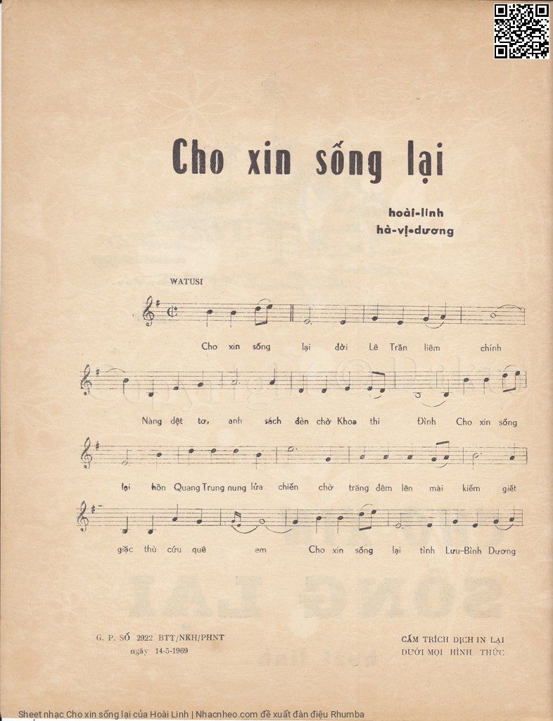 Trang 2 của Sheet nhạc PDF bài hát Cho xin sống lại - Hoài Linh, 1. Cho xin sống  lại đời Lê Trần liêm chính. Nàng dệt  tơ anh sách  đèn chờ khoa thi  đình