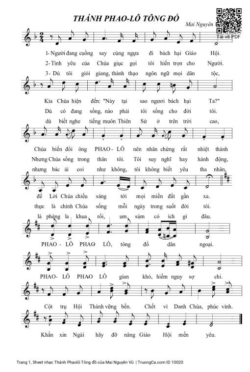 Sheet nhạc PDF bài Thánh Phaolô Tông đồ