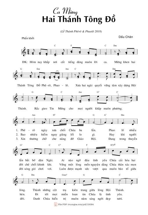Sheet nhạc PDF bài Ca Mừng Hai Thánh Tông đồ