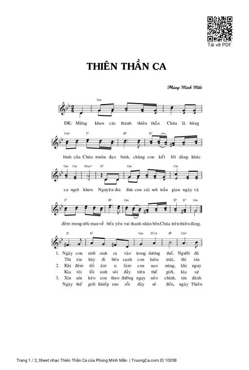 Sheet nhạc PDF bài Thiên Thần Ca