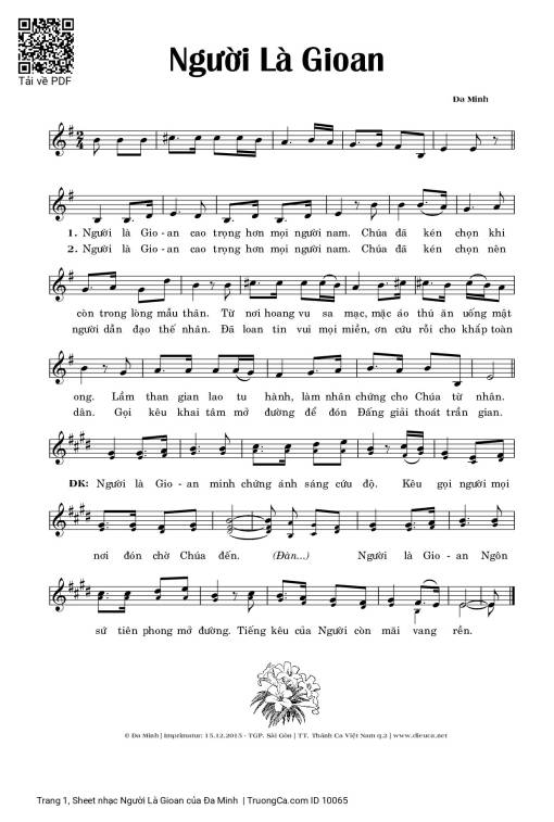 Sheet nhạc PDF bài Người Là Gioan