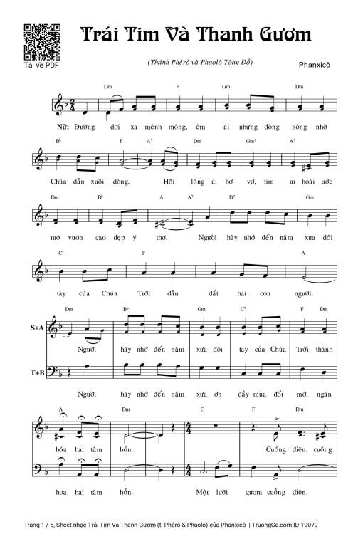 Sheet nhạc PDF bài Trái Tim Và Thanh Gươm (t. Phêrô & Phaolô)