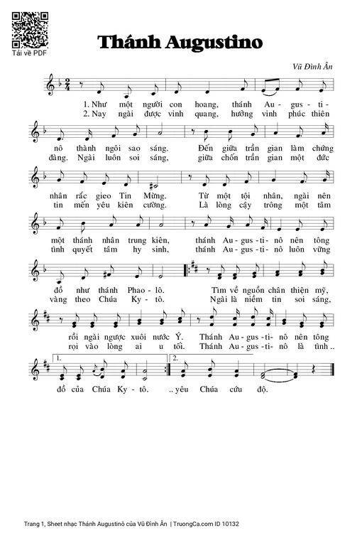 Sheet nhạc PDF bài Thánh Augustinô