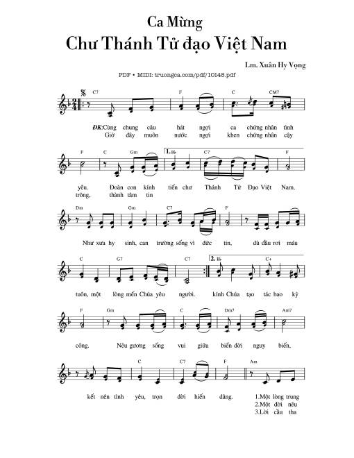 Ca Mừng Chư Thánh Tử đạo Việt Nam