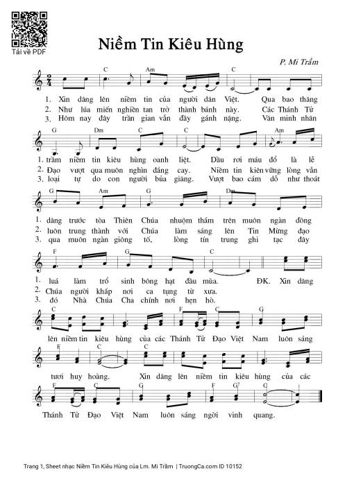 Sheet nhạc PDF bài Niềm Tin Kiêu Hùng
