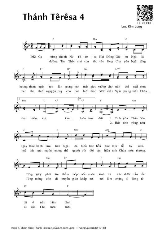 Sheet nhạc PDF bài Thánh Têrêsa 4