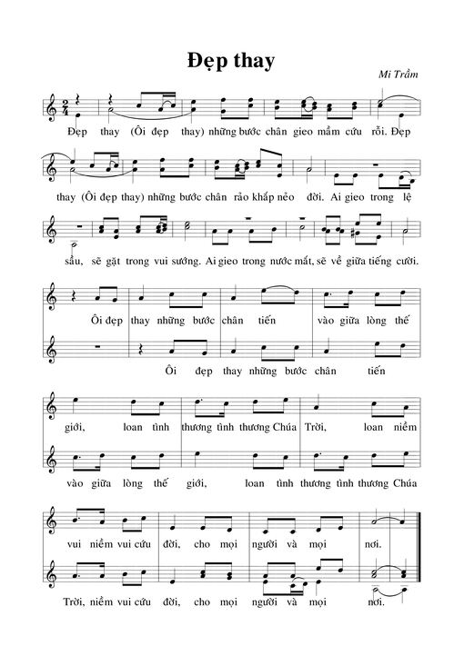 Sheet nhạc PDF bài Đẹp Thay - Lm. Mi Trầm