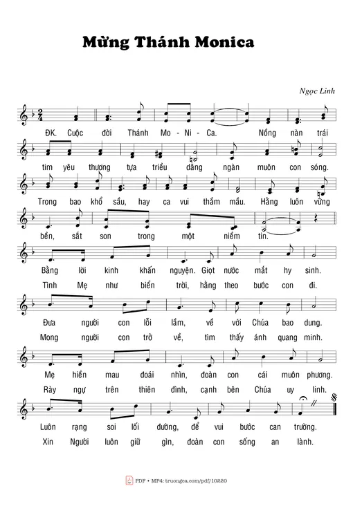 Sheet nhạc PDF bài Mừng Thánh Monica