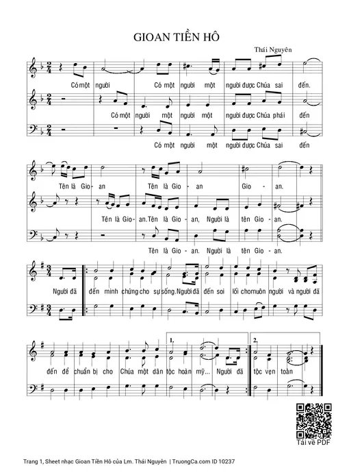 Gioan Tiền Hô - Lm. Thái Nguyên