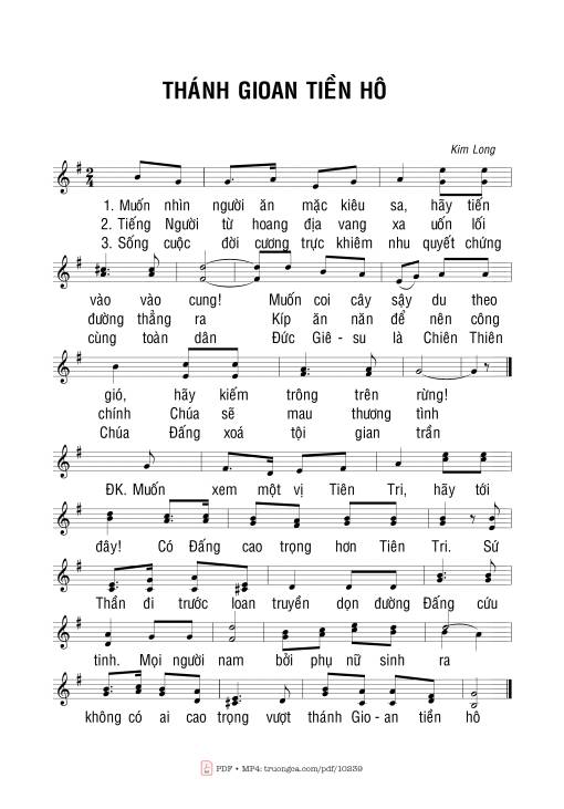 Sheet nhạc PDF bài Thánh Gioan Tiền Hô
