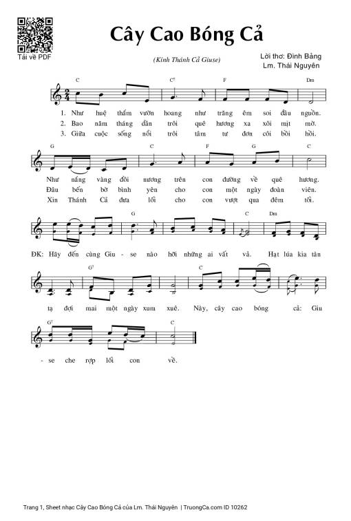 Sheet nhạc PDF bài Cây Cao Bóng Cả