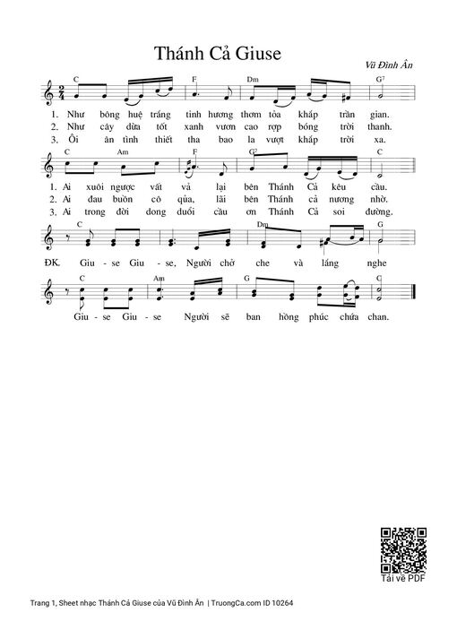 Sheet nhạc PDF bài Thánh Cả Giuse